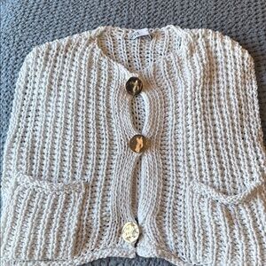 Zara White Chunky Vest with Gold Buttons
